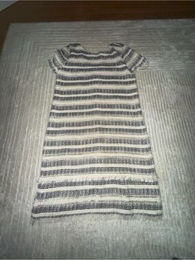 Zara Black and Cream Striped Knit Dress